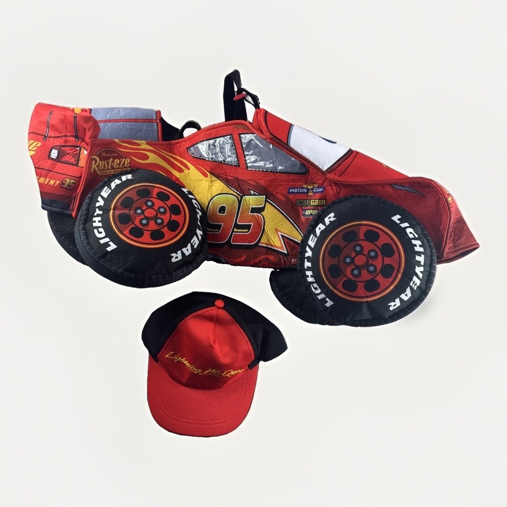 Disney Cars Lightning McQueen 3D Halloween Costume Cosplay Youth Kids OSFM w/Hat